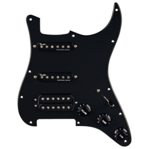 FENDER PRE-WIRED STRAT PICKGUARD QUADRA TAP-ULTRA NOISELESS HSS BLACK 11 HOLE PG
